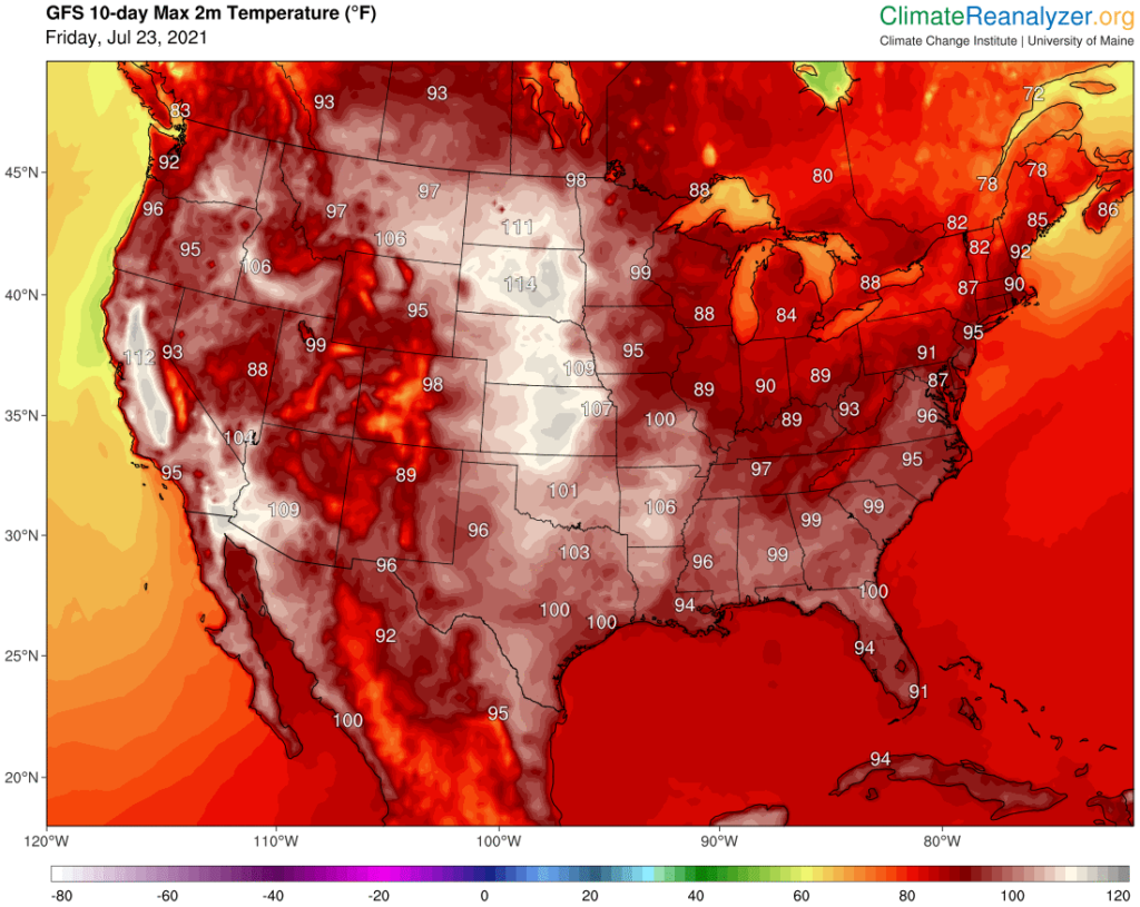 Extreme Temperature Diary Friday July 23rd 21 Main Topic What Will New American Heatwave Epsilon Do Guy On Climate